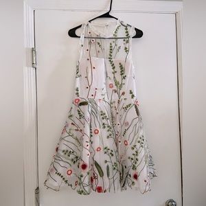 City Studio Juniors formal dress. White with floral embroidery.